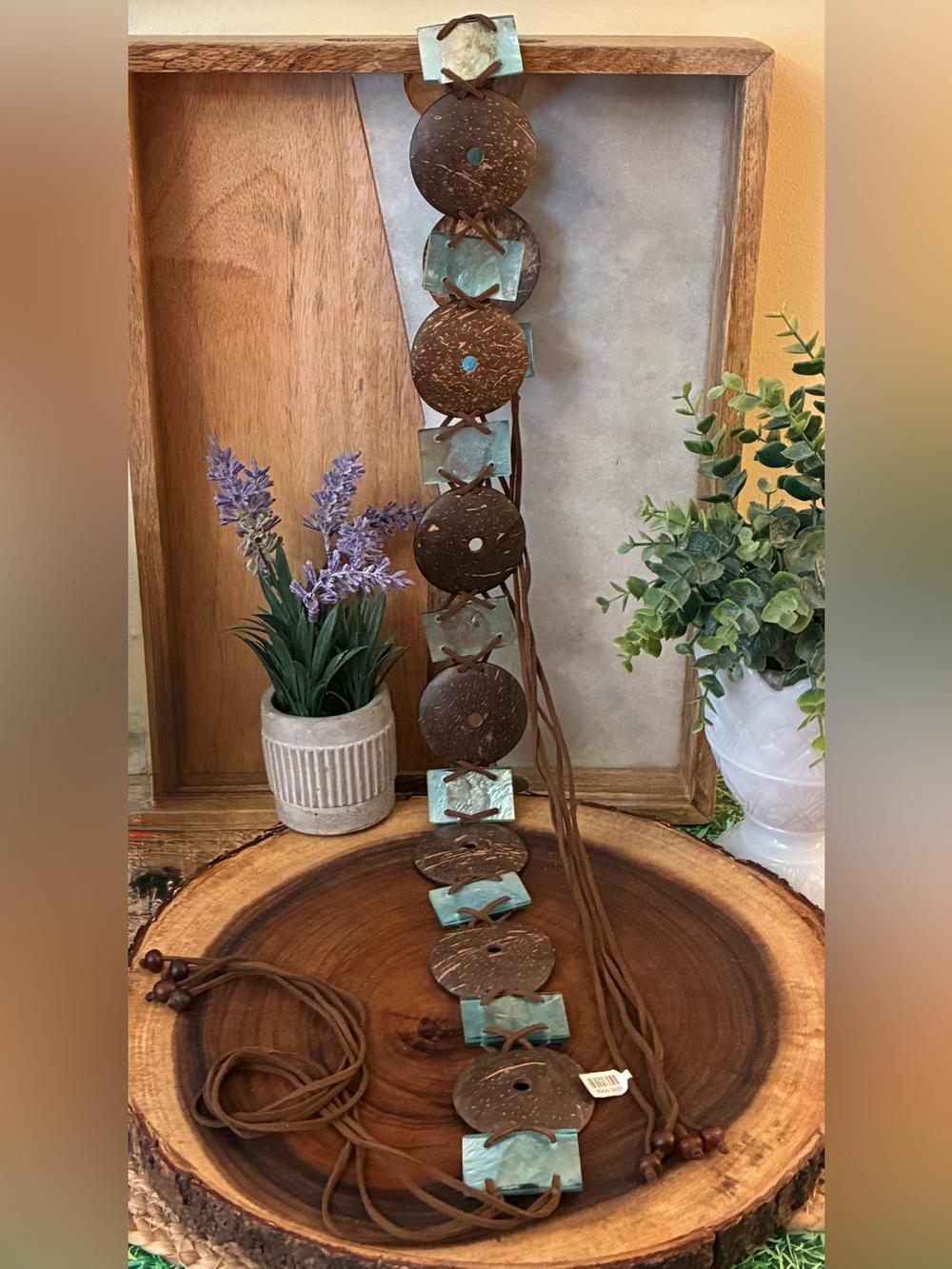 Hand Crafted Coconut, Resin and Shell Bohemian Belt